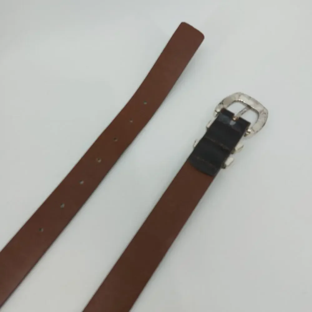 Rockport Black Mens Leather Belt Size 36 Silver Tone Buckle